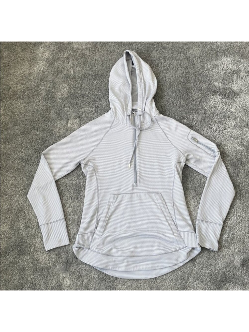EC Athleta Lightweight Long Sleeve 1/4 Zip Hoody - Grey / White - Size Small